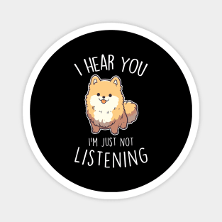 Orange Pomeranian Dog Not Listening Magnet